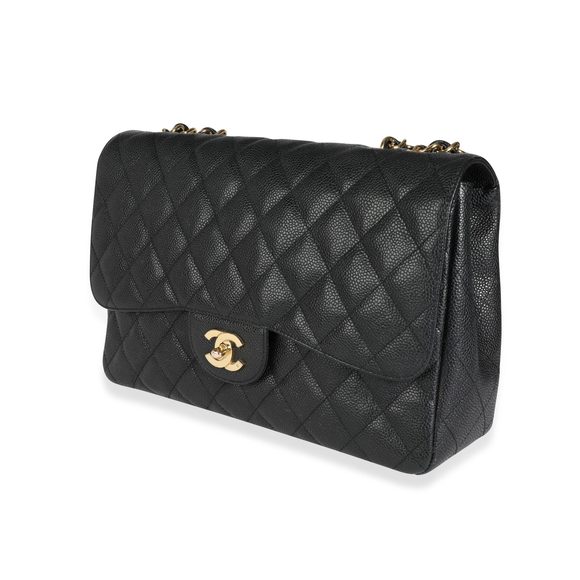 Chanel Black Quilted Caviar Jumbo Classic Single Flap Bag - Picture 2 of 10